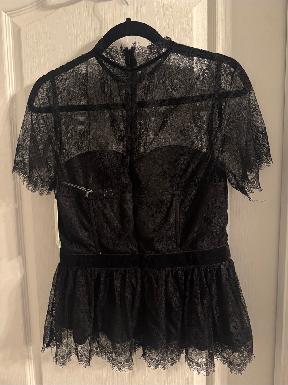 Vici Black Lace Peplum Bustier Top - Picture 3 of 3